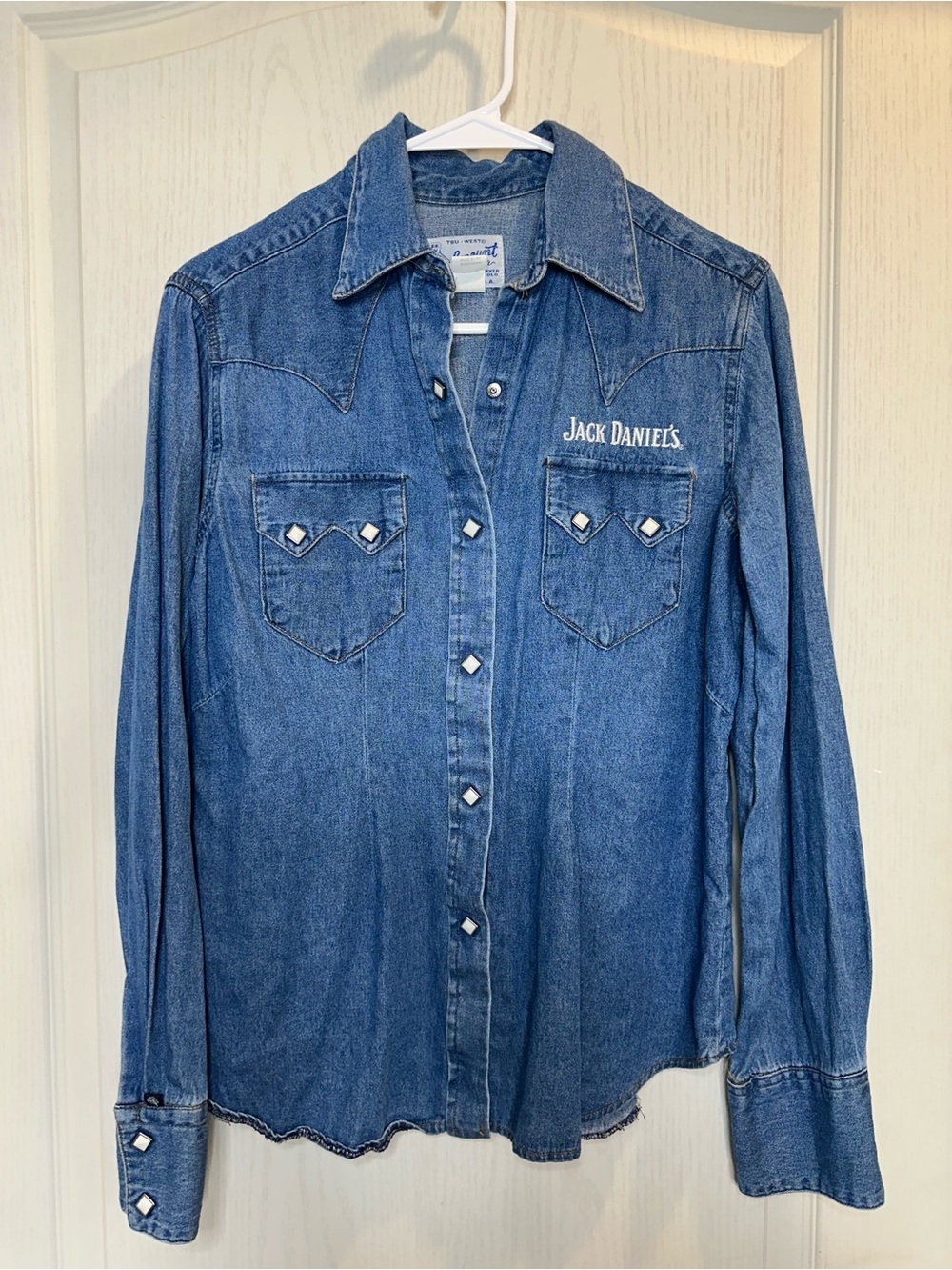Vintage Rockmount Jack Daniel's Denim Western Shirt - Blue made in USA - Large